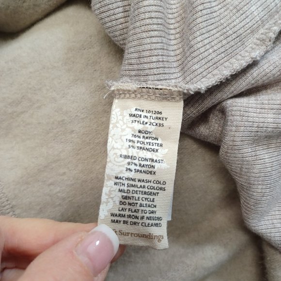 Soft Surroundings Tan Cowl Neck Knit Fleece Tunic - Picture 5 of 10